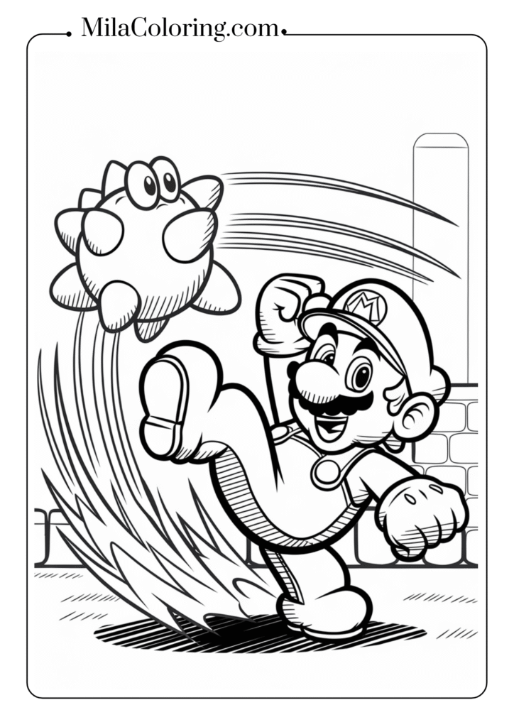 Mario kicking Koopa shell