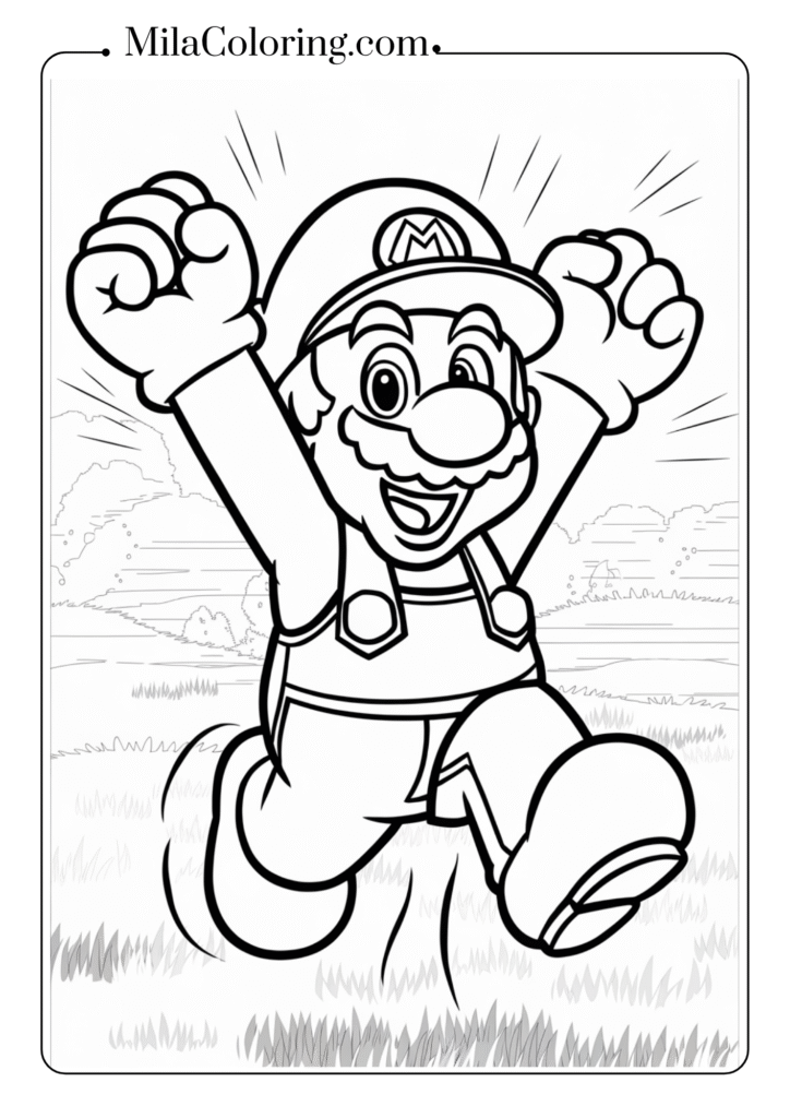 Mario with both arms raised in celebration