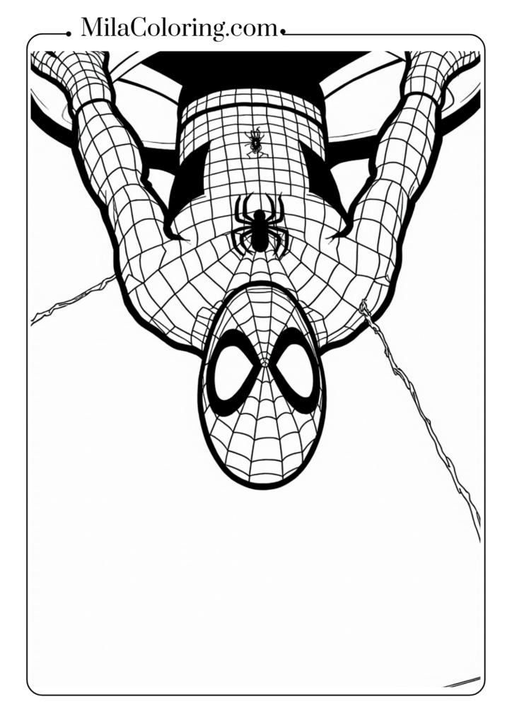 Spider-Man crawling across ceiling upside down