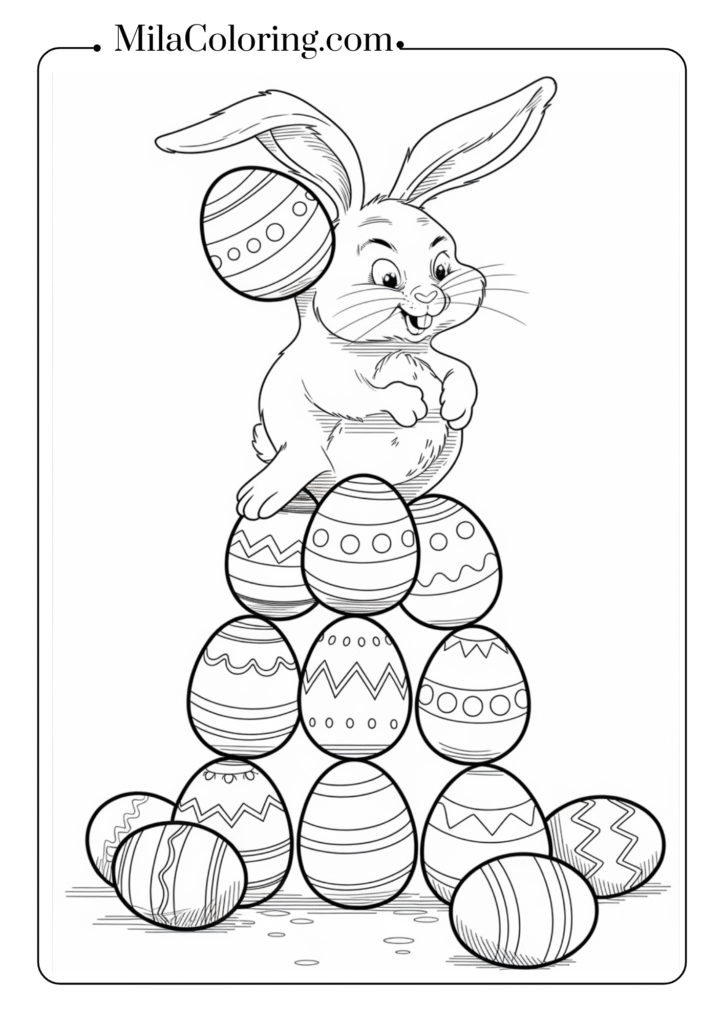 Bunny Building Easter Egg Tower