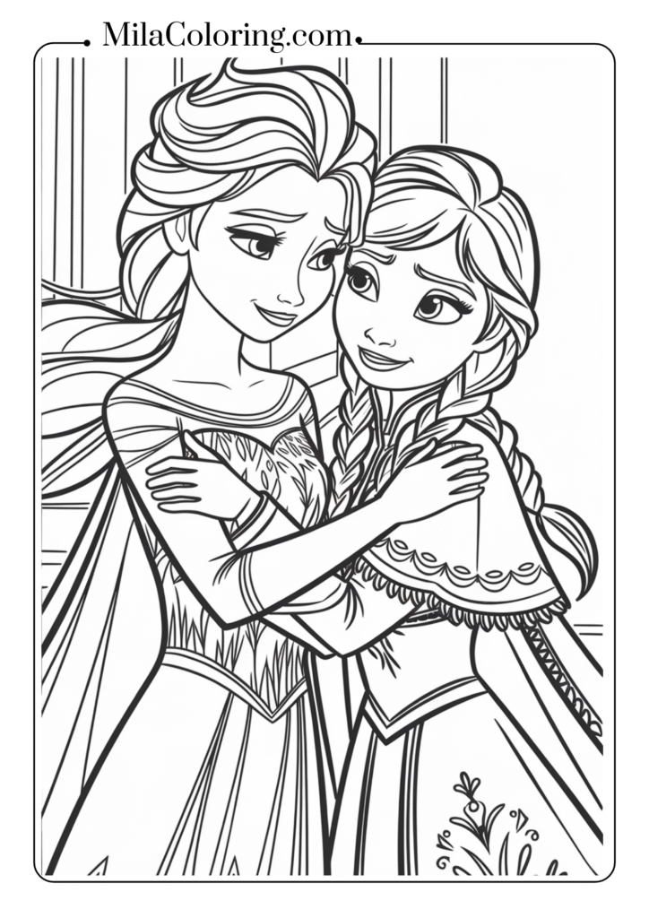 Elsa and Anna hugging