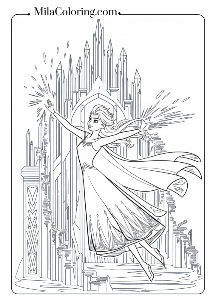 Elsa building her ice castle