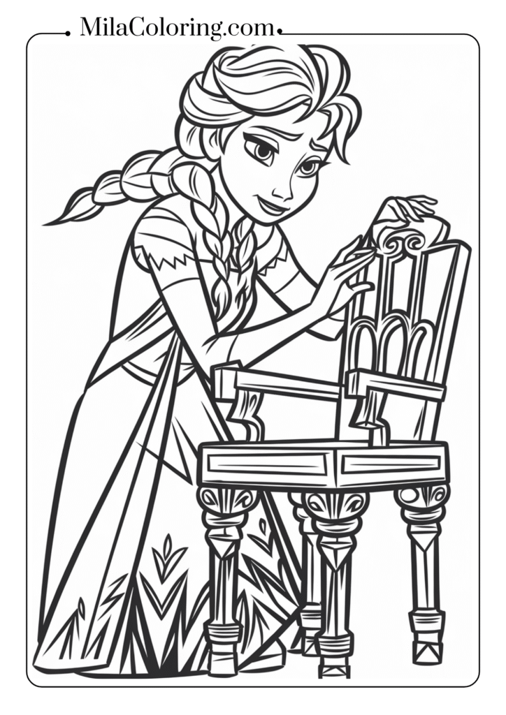 Elsa building ice furniture