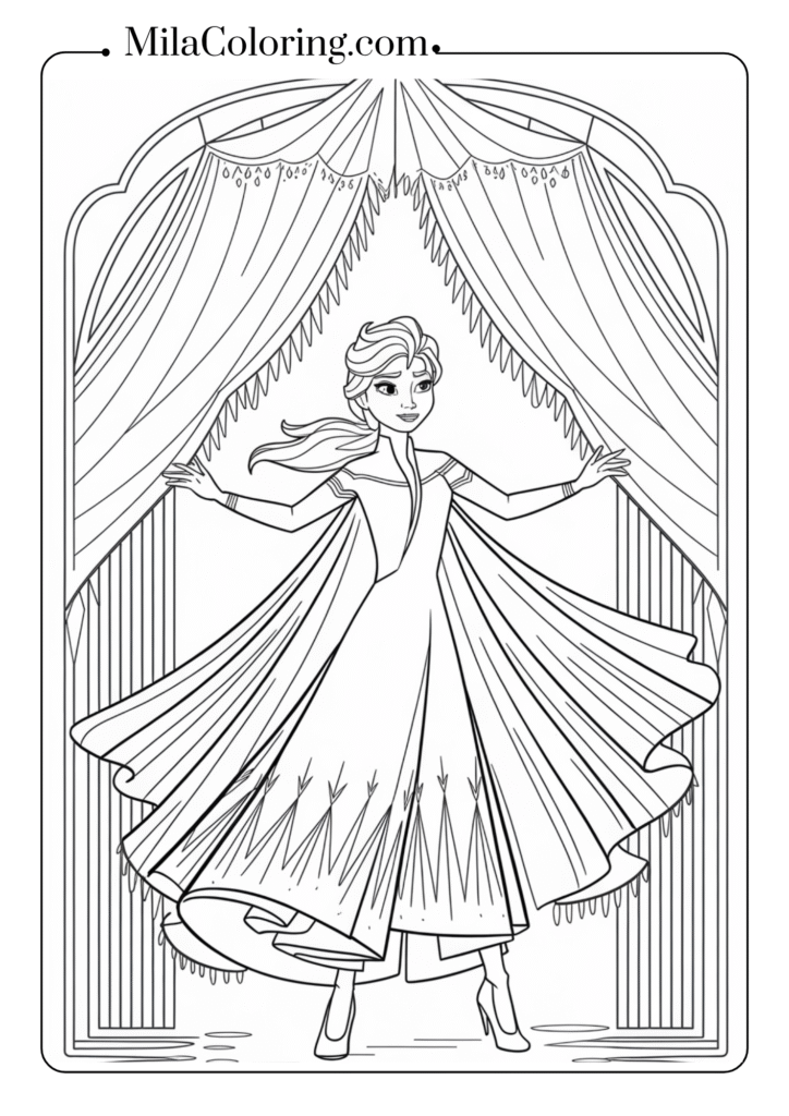 Elsa creating ice curtains